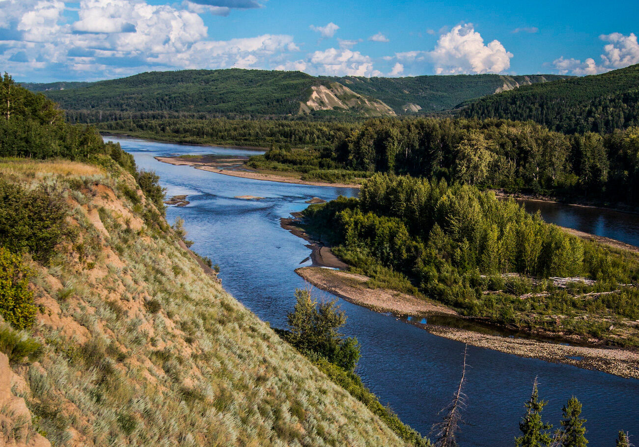 Looking south across the Peace River